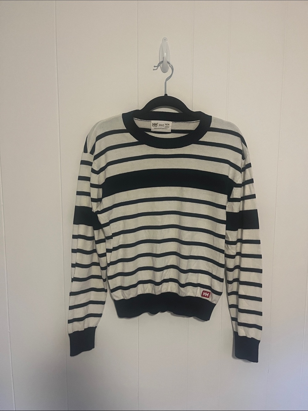 Helly Hansen woman's Blue and White Striped Crew Sweater M